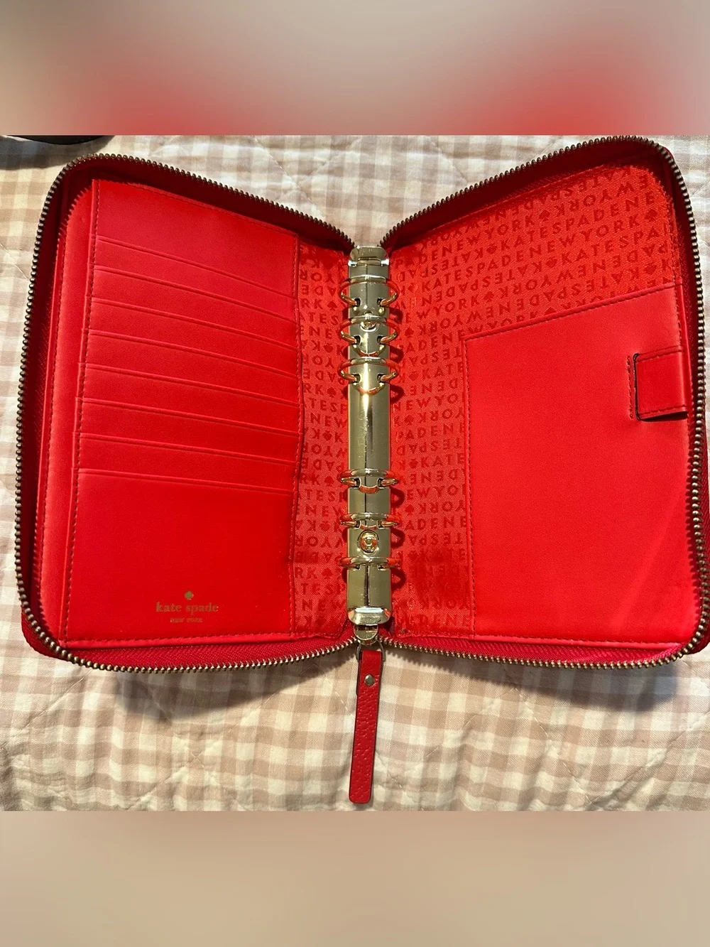 Kate Spade Red Pebbled Leather Zip Wesley Organizer